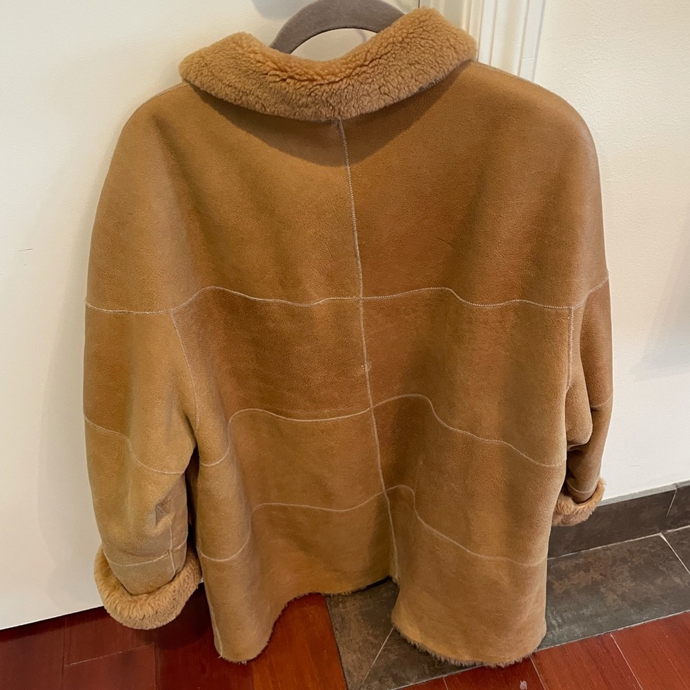 Fantazia Camel Shearling Zip Front Coat - Size S. - Picture 16 of 16
